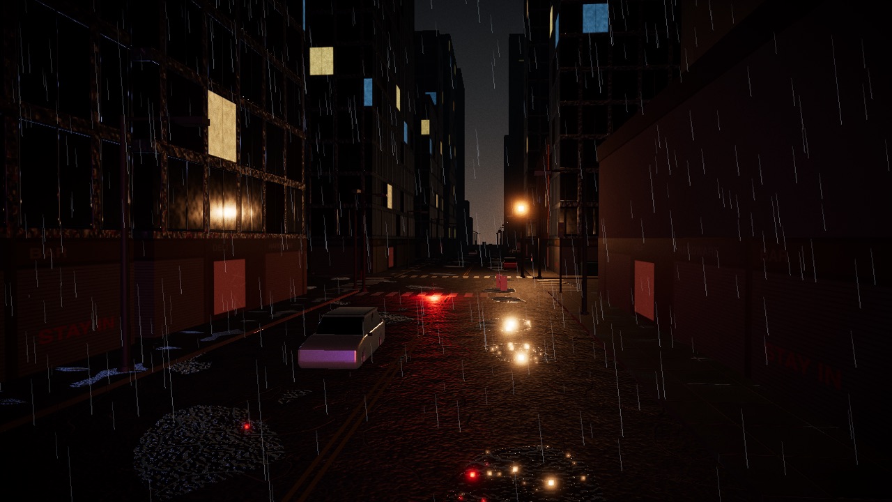 Blackout City: a rain-soaked avenue at night
