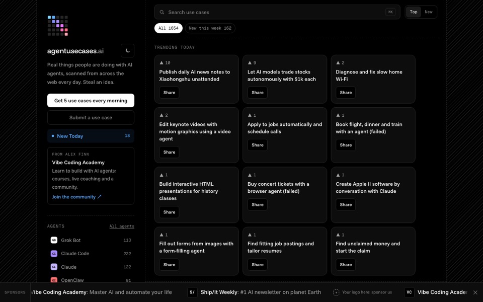 agentusecases.ai 首页截图
