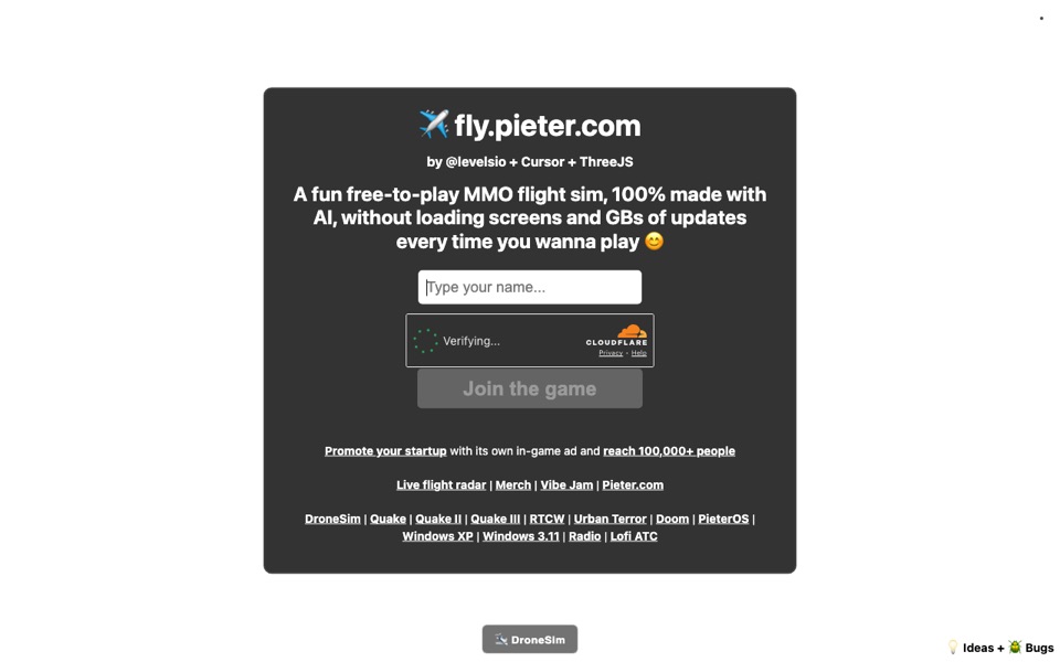 fly.pieter.com 首页截图