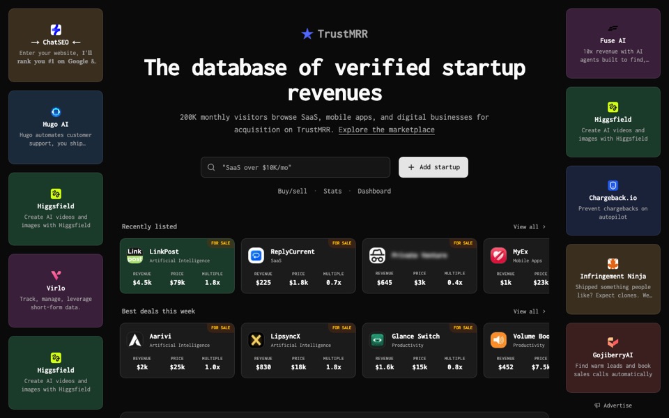 trustmrr.com 首页截图